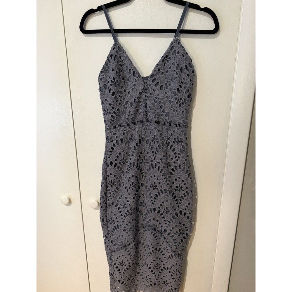 Missguided Blue Crochet Bodycon Midi Dress Women's Size 4